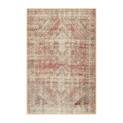 Tapis traditionnel beige / gris / rouge
