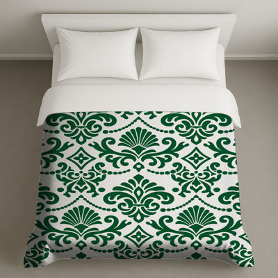 Housses de couette vertes à motif damassé