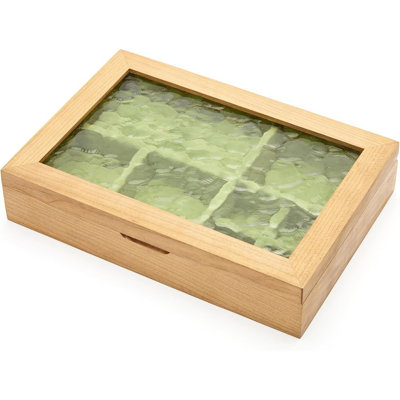 Wooden Jewelry Box With Glass Lid, Multi-Compartment S...
