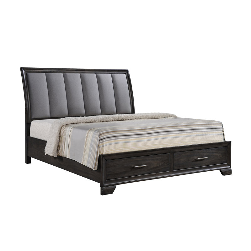 Lit plateforme avec rangement 1pc, gris, Grand