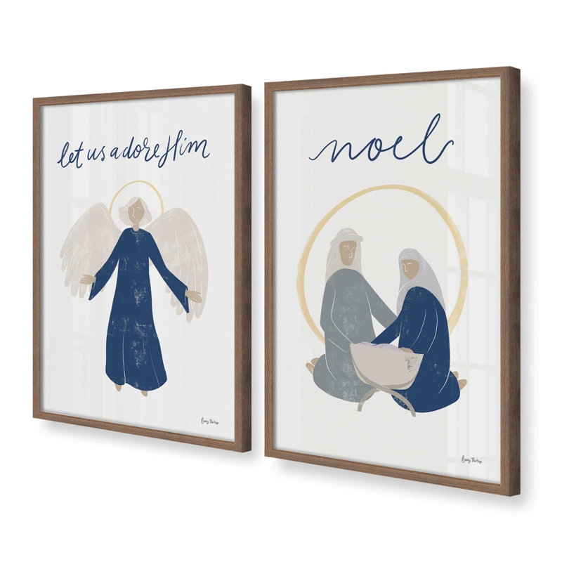 Bethlehem's Glow I, ensemble de 2 reproductions d'art, Noyer, 36 po x 24 po
