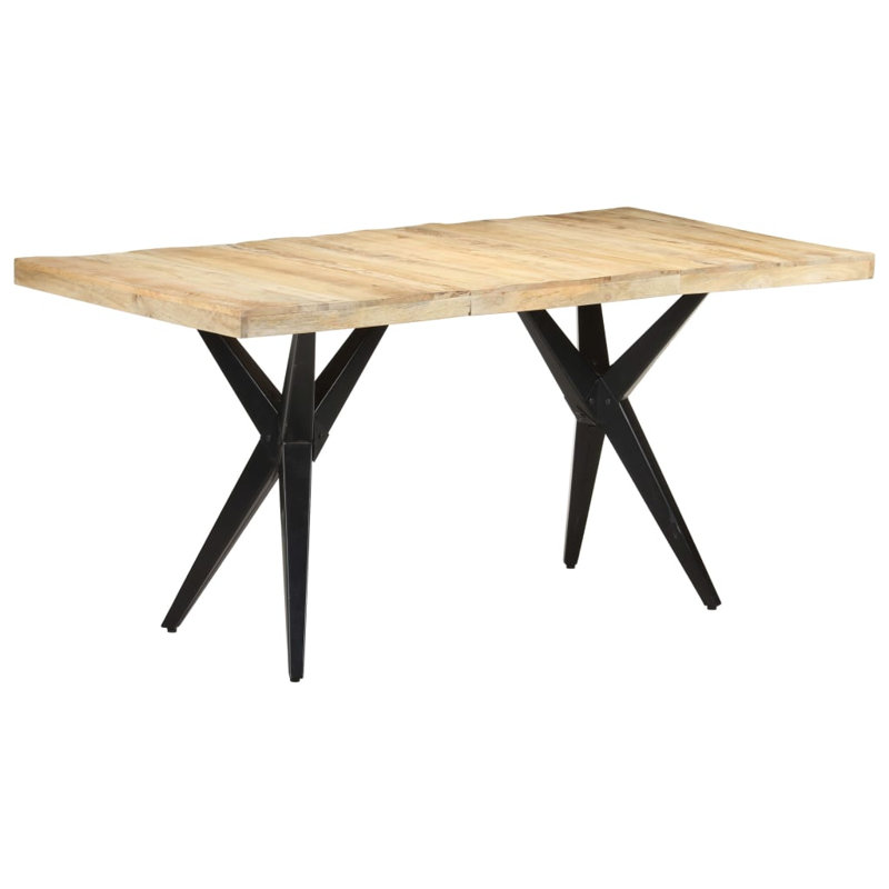 Deva Mango Rectangular Wood Top Dining Table with Steel Base, H76 x L160 x W80cm