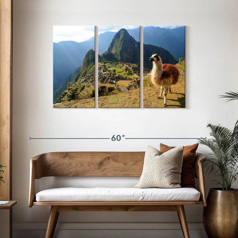 Lilie lama et le Machu Picchu, H 28 po x l 45 po