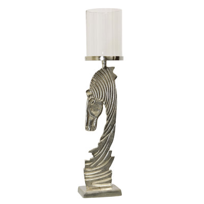Porte-bougie cheval Equinox - plaqué nickel - l 5,5 po x P 6,5 po x H 23 po
