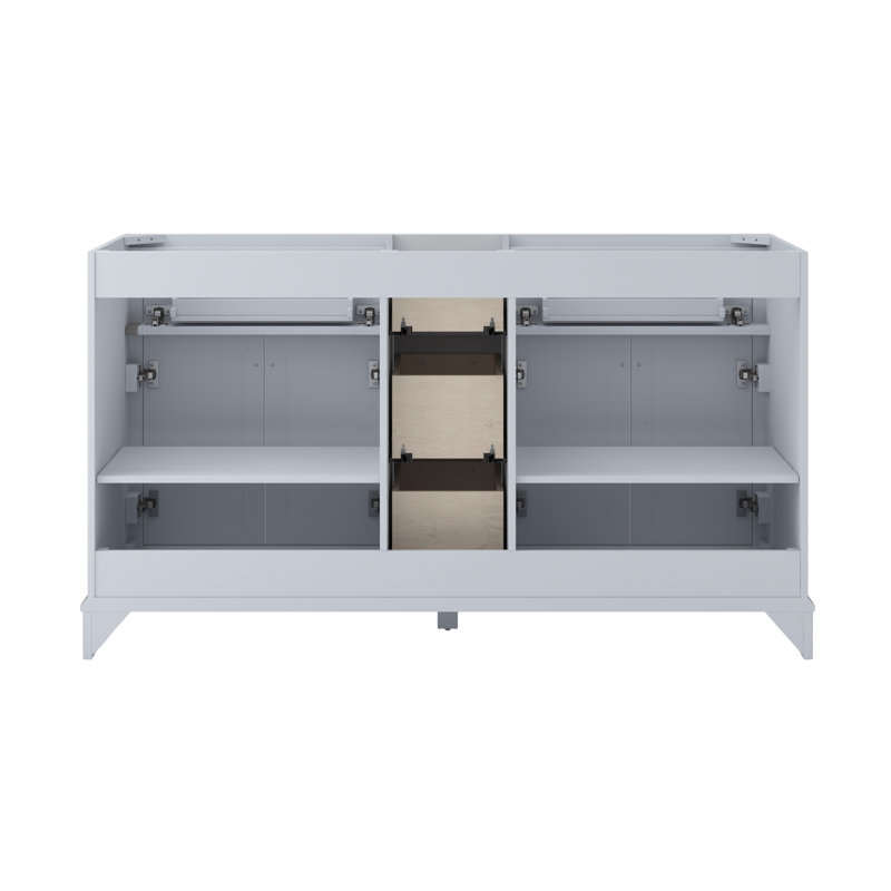 Ellery 60" Vintage Grey Double Freestanding Vanity with Oil-Rubbed Bronze Hardware