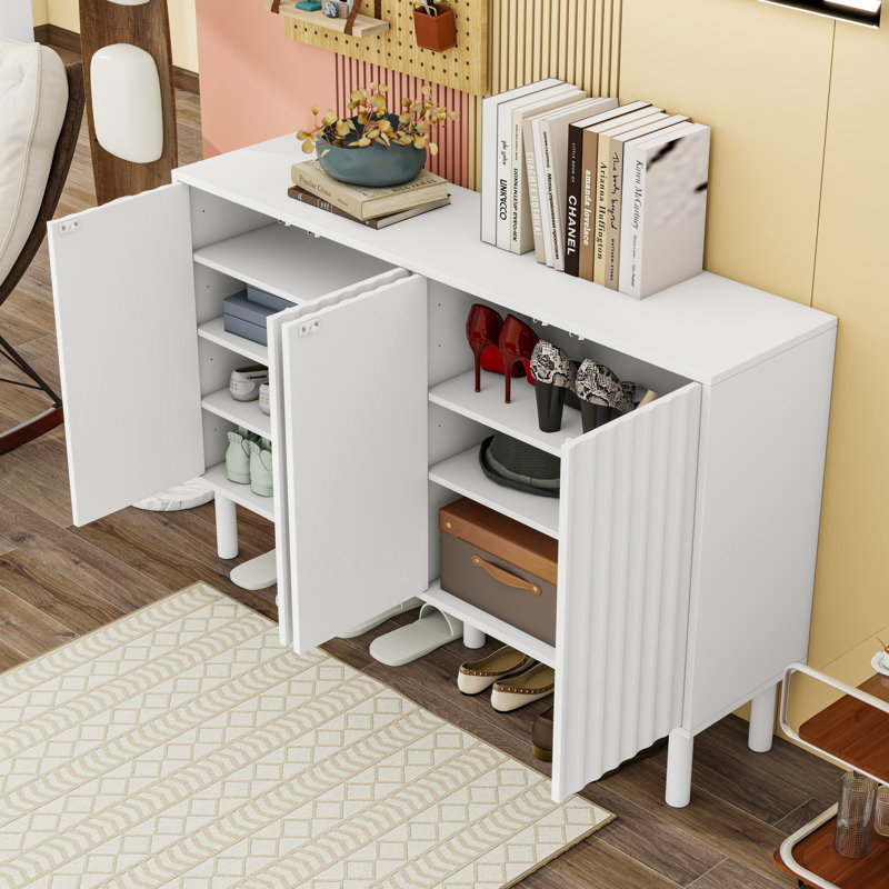 Range-chaussures avec tablettes réglables, Blanc