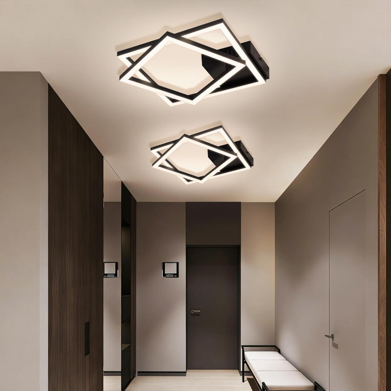 LED Semi Flush Mount, Black, 4000 Kelvins, 6.7cm H x 34.5cm W x 34.5cm D