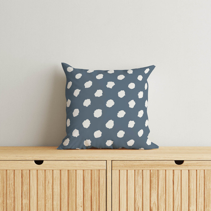 Coussin décoratif à pois grunge, H 18 po x l 18 po, Bleu à pois