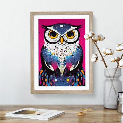 Paint Splashed Owl - Framed Print
