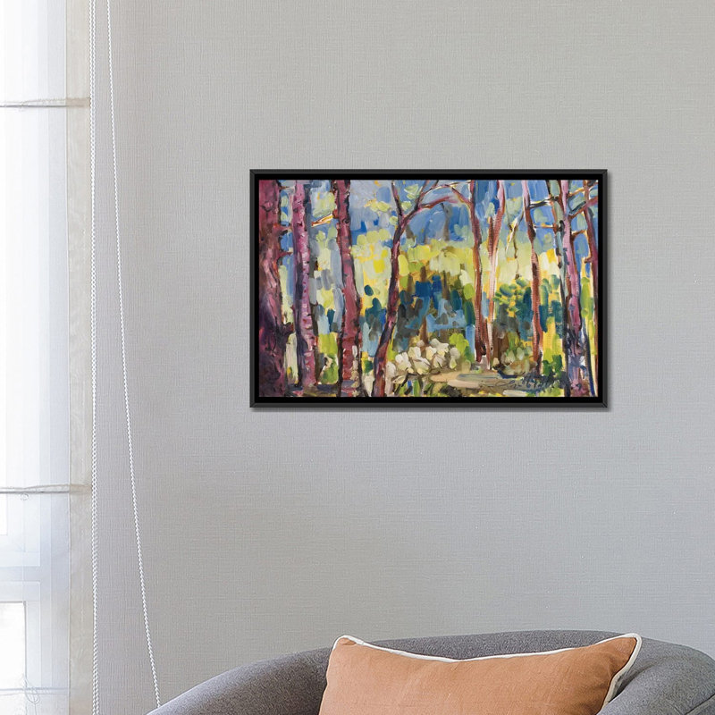 Impression sur toile brossy treeline i, H 18 po x l 26 po x P 1,5 po, Toile avec cadre noir, Pas de tapis