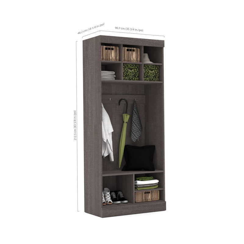 Tour de rangement de garde-robe pour système d'organisation l 36 po Arlex, Écorce gris