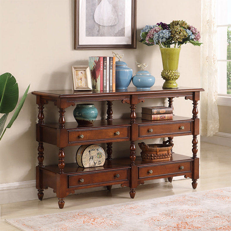 Console en cerisier massif et bois manufacturé, H 33,46 po x l 47,24 po x P 17,72 po