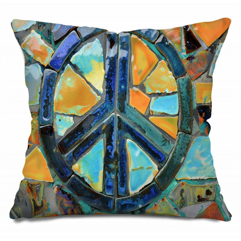 Coussin Trendy, Bleu / jaune / bleu marine, H 16 po x l 16 po