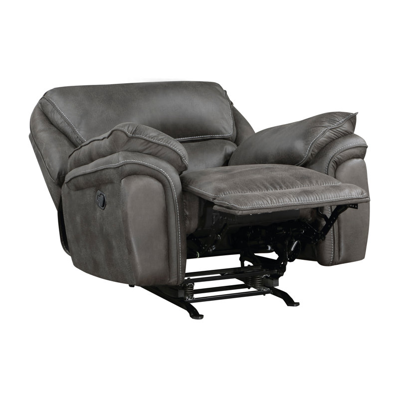Lineham 44.5" Modern & Contemporary Polished Microfiber Rocker Reclining Chair with Gentle Rocking Motion, Rocker, Gray
