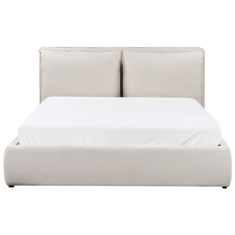 Ottoman Bed Fabric BAJONNA 200 cm, Beige, European Kingsize (160 x 200 cm)