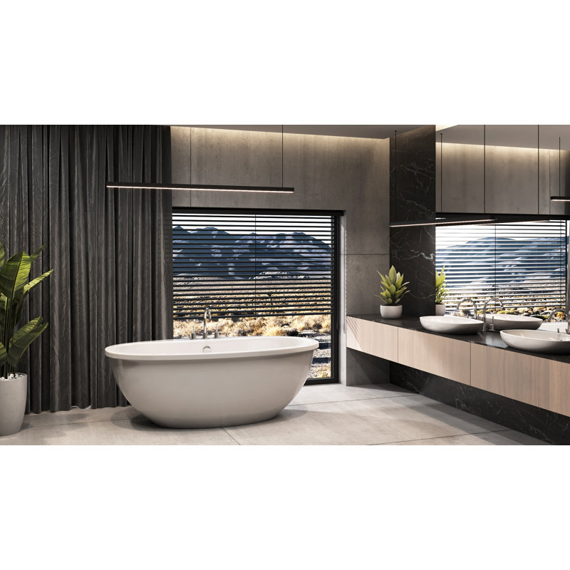 Mavericks 67" x 36" Freestanding Soaking Acrylic Bathtub, White