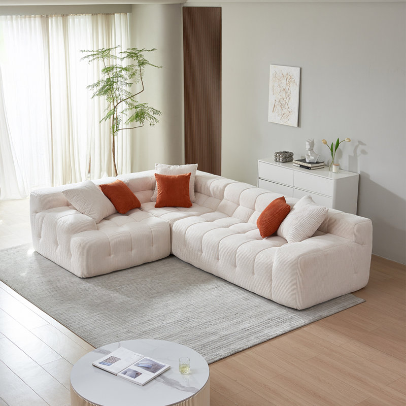 Canapé modulaire en L avec méridienne, canapé modulaire moderne avec siège profond, fauteuils rembourrés pour la chambre à coucher du salon, aucun assemblage requis