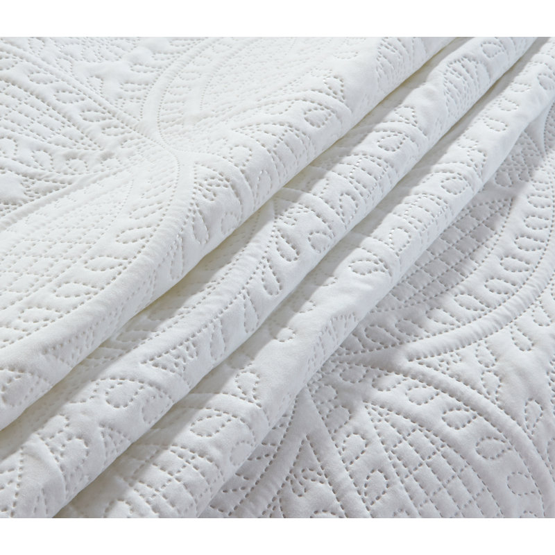 Beige Reversible Microfiber Queen Bedspread Set