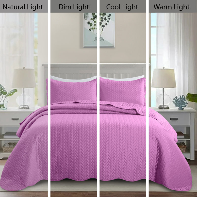 Ensemble de couvre-lit en microfibre , Très grand, Mauve