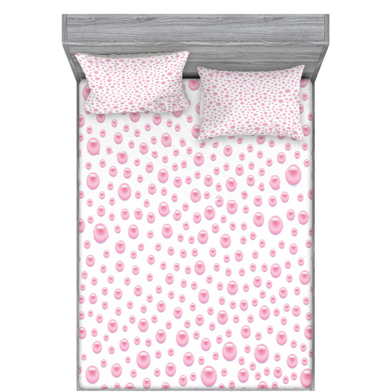Microfiber Polka Dots Sheet Set, Queen Sheet Set with Fitted Sheet