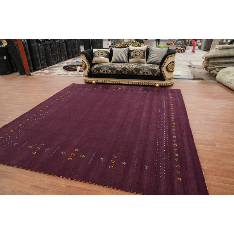 Tapis mauve à motif indien Gabbeh