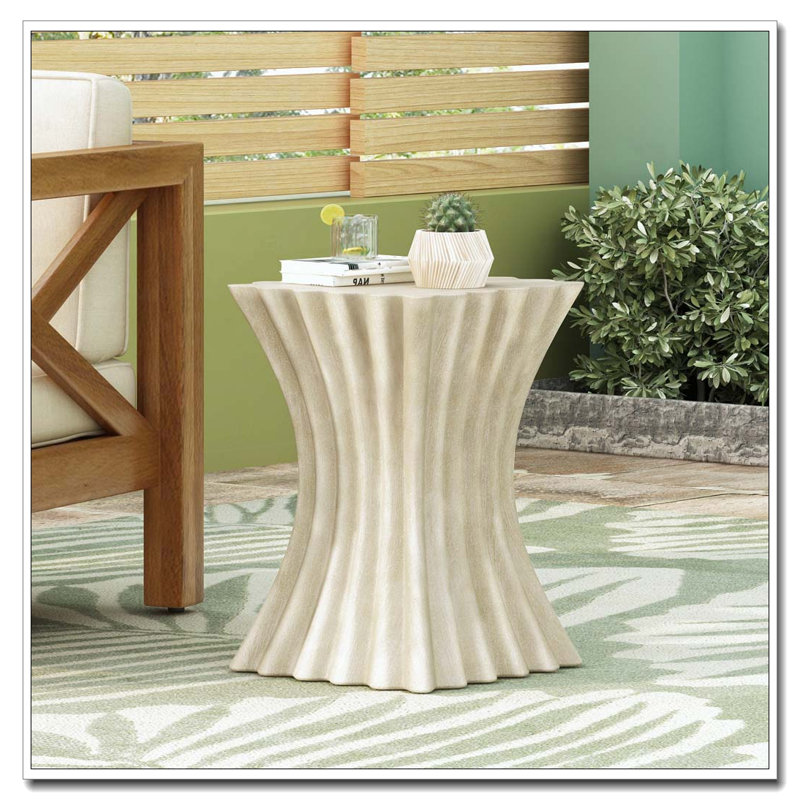 Table d'appoint d'extérieur, table de bout Wave Design, table d'appoint décorative, tabouret de jardin en béton léger pour patio