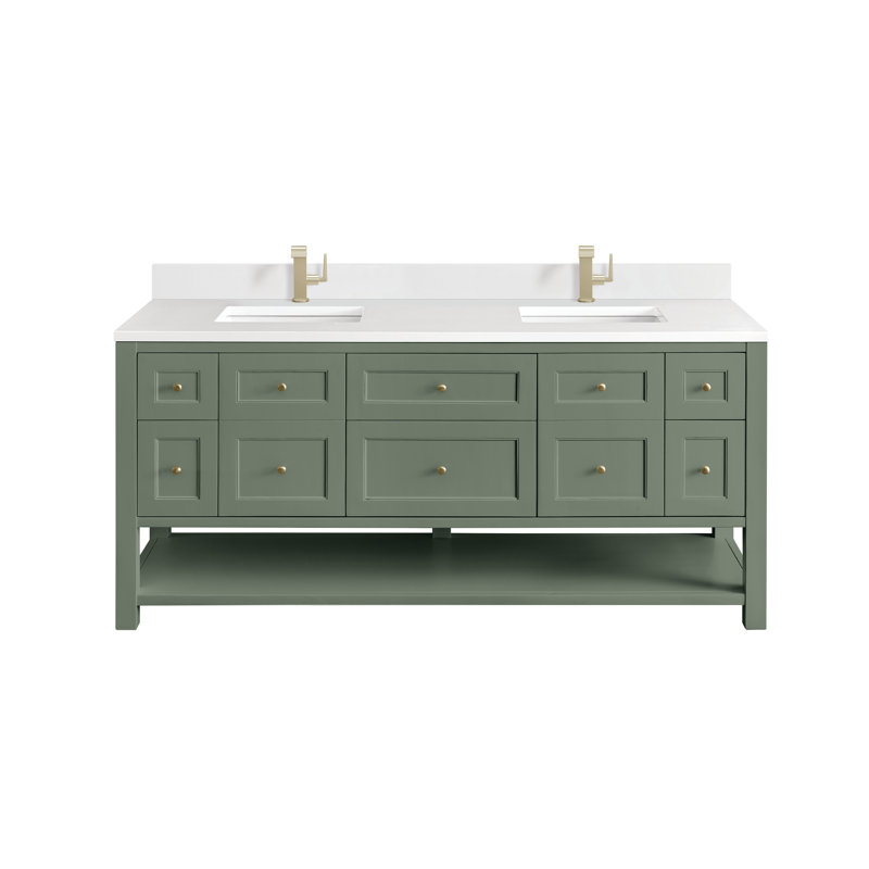 Breckenridge 72'' W Double Vanity, Smokey Celadon, White Zeus, Single-Hole
