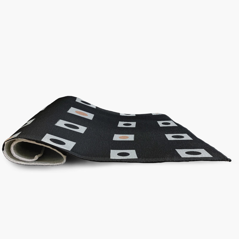 Tapis intérieur / extérieur à motif géométrique tissé à plat bleu requin, Rectangle 2 pi x 3 pi