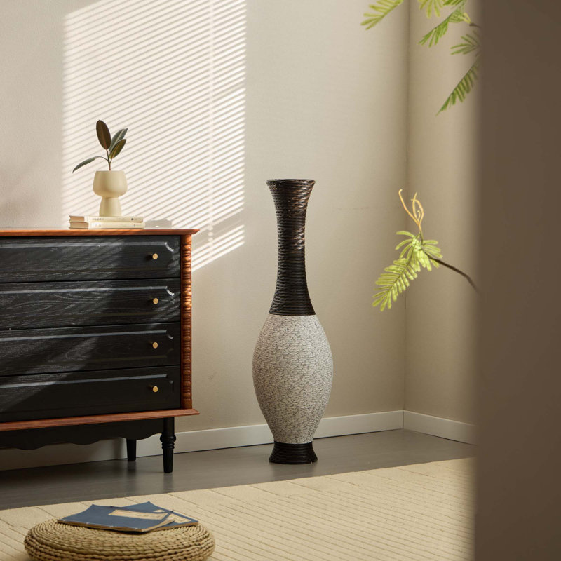 Hand-Woven Rattan Look Floor Vase For Home Decor Perfect For Vertical Spaces And Holiday Styling