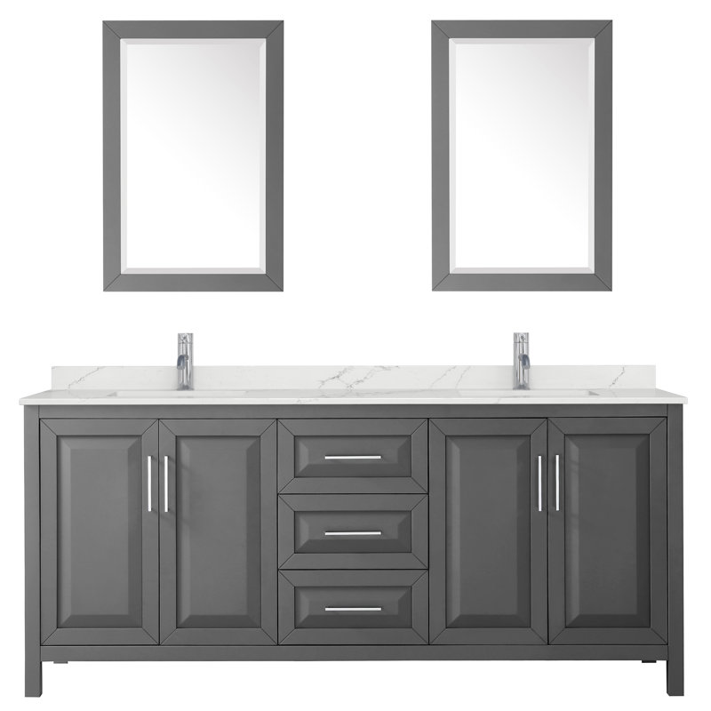 Daria 80'' W Vanity, Polished Chrome, Gray, Giotto Quartz