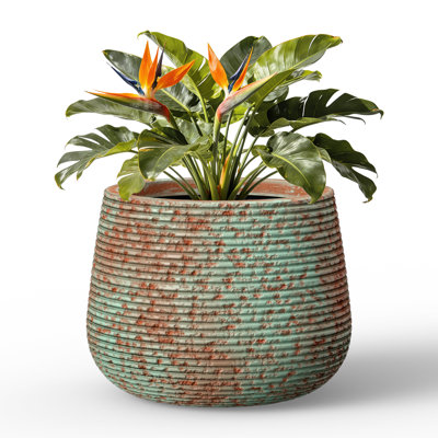 18 in. Large Navy Blue(Upgraded Interior) Concrete Round Planter / Pot with Draiange Holes for Indoor & Outdoor