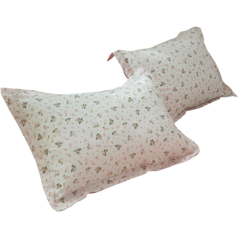 2 taies d'oreiller florales 100% coton 2 pièces