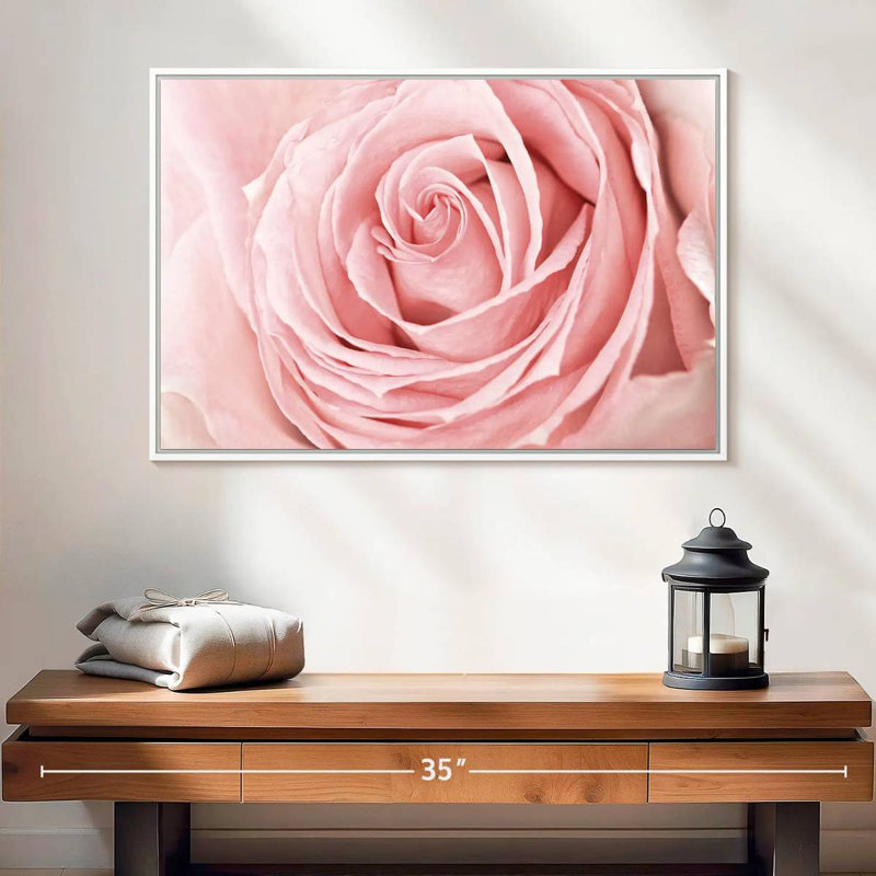 Rose rose fraîche, 13 po x 9 po, Cadre flottant blanc