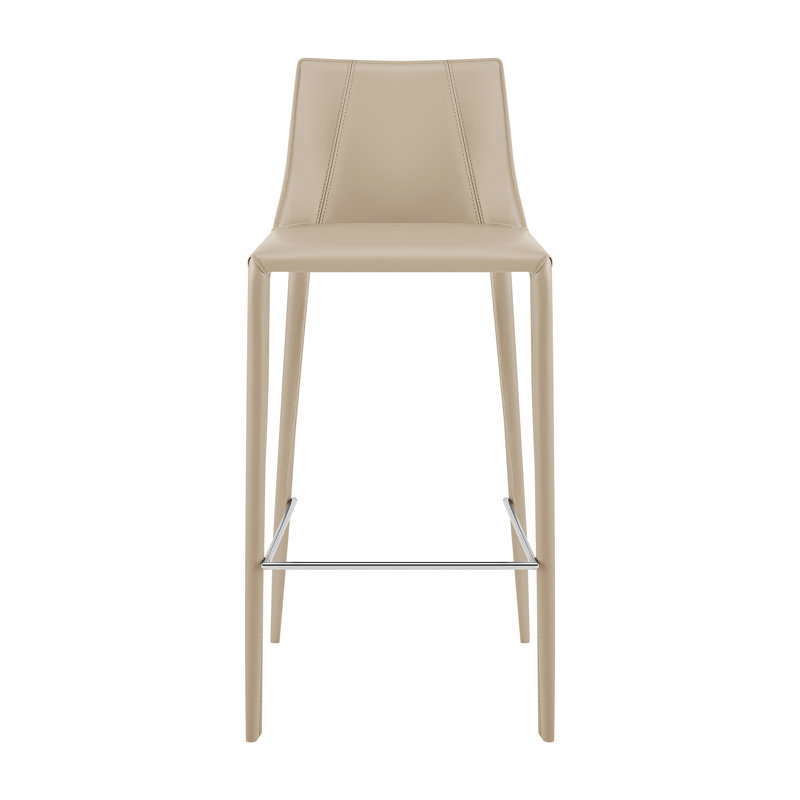 Carramar Upholstered Stool with Metal Frame, Bar Stool (30" Seat Height), Taupe