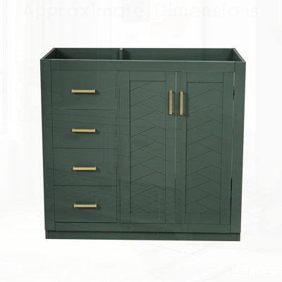 Ensemble de meuble-lavabo en bois massif avec 3 tiroirs et portes à fermeture douce, parfait pour un rangement organisé et élégant