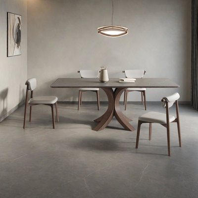 Elegant Oak & Matte Slate Dining Table