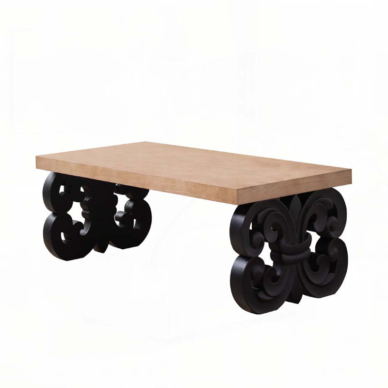 47" Rectangular Farmhouse Table with Carved Base, Black