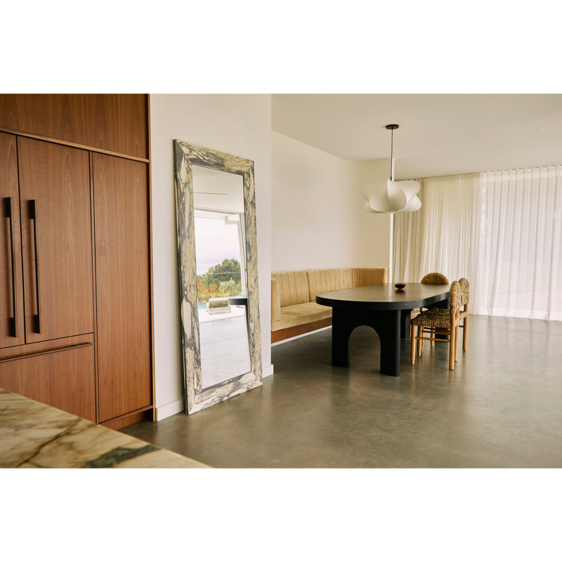 Suna 35 in. x 79 in. Natural Stone Marble Rectangular Framed Mirror