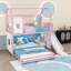 Lit superposé en métal avec glissade, bande lumineuse à DEL, tablettes et garde-robe ouverte-1062722286-1062722291