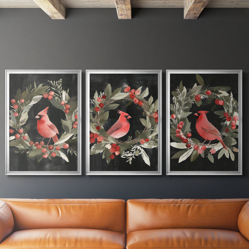 Christmas Holiday Art XXX - Toile tendue avec châssis sur mesure - 3 pièces, H 30 po x l 63 po