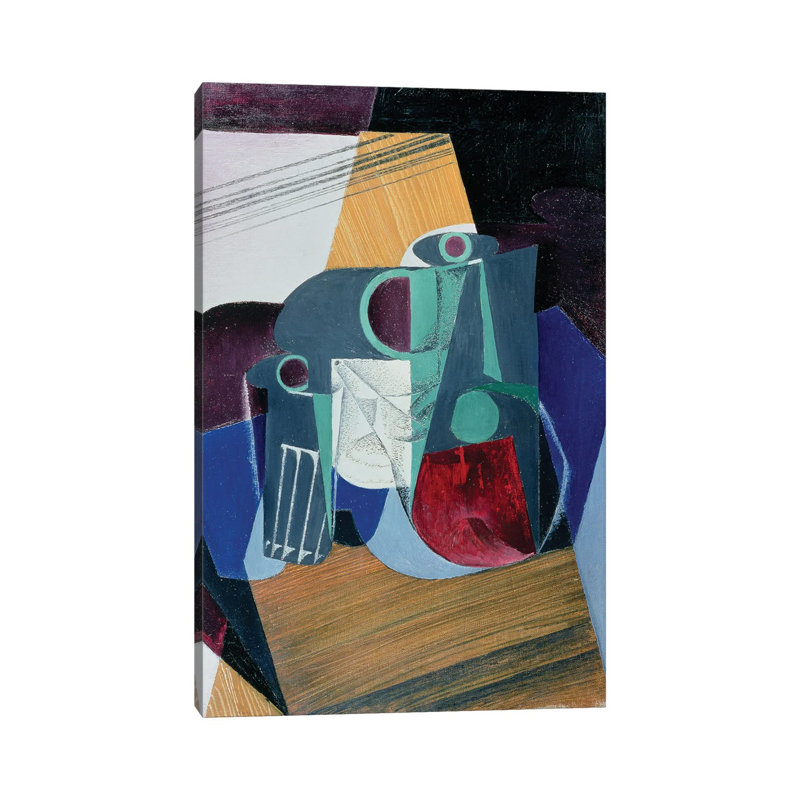 Toile en métal Steemplix - cruche à vin et verre, 1916 par Juan Gris