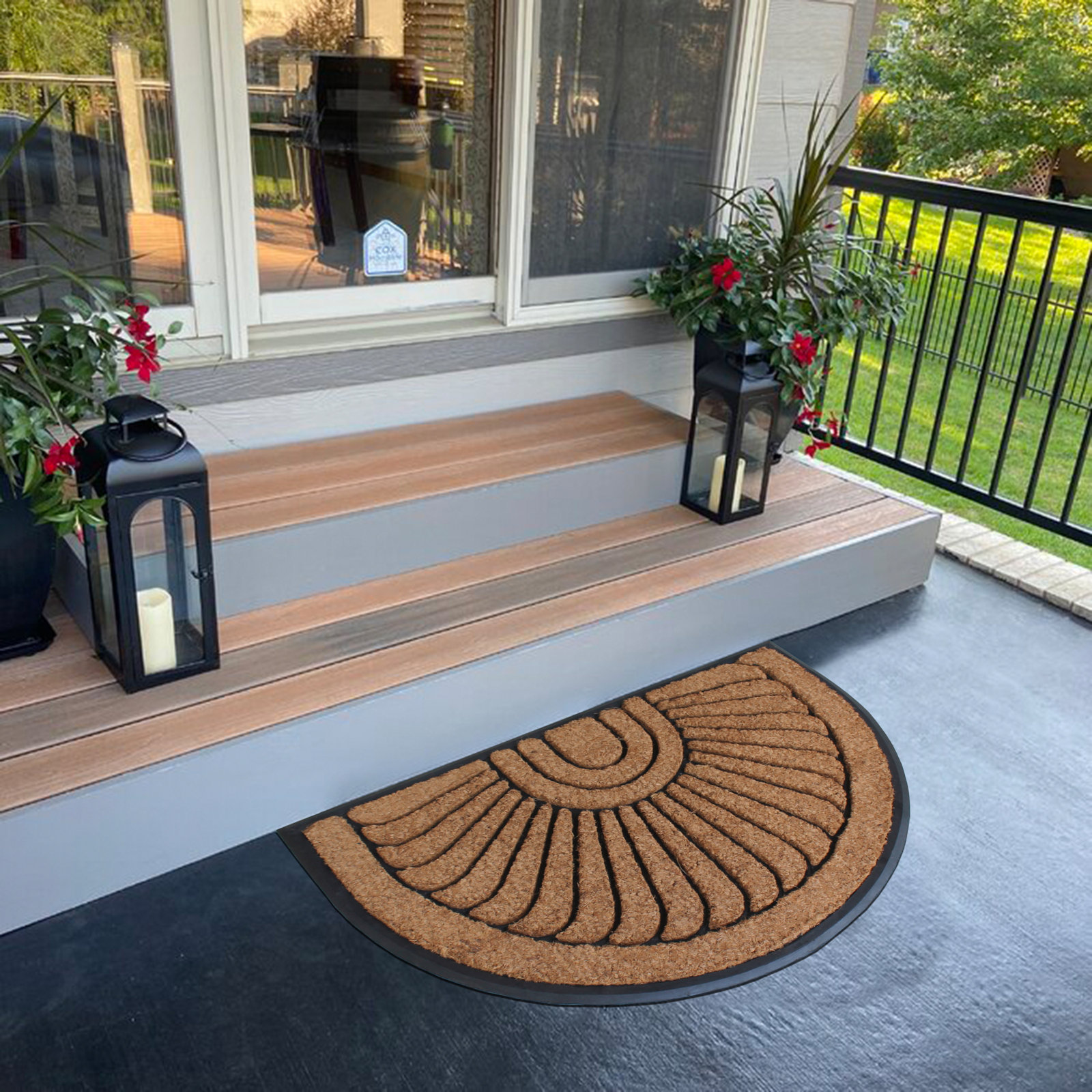 Non-Slip Outdoor Doormat, Semi-Circle 2' x 3'3"
