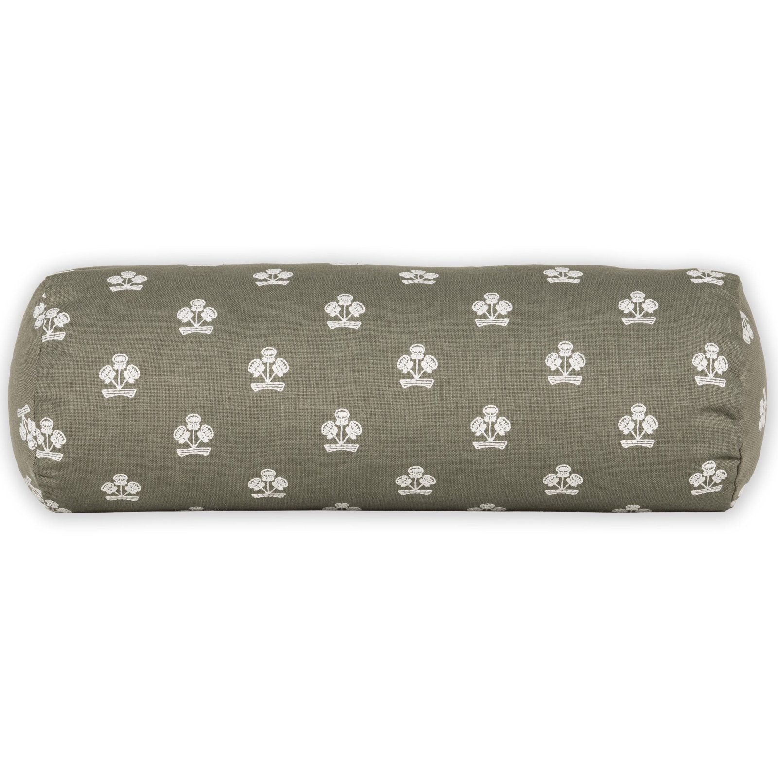Hamachi Cotton Throw Pillow, Sage Green Floral, Bolster 8"H x 21"W, Polyester