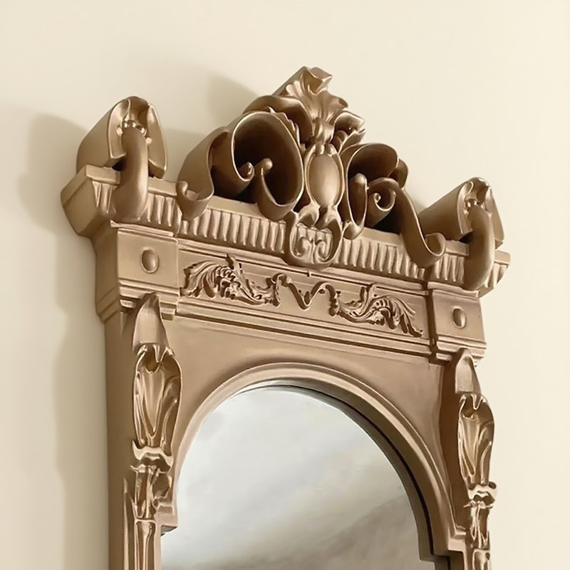 American-Style Vintage Carved Frame Wall-Mounted Full-Length Mirror, 70.87" x 27.56"