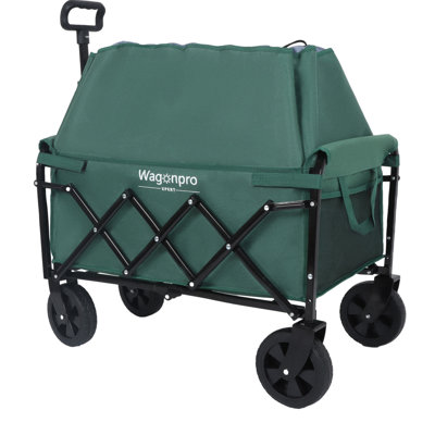 Chariot utilitaire extensible à double couche avec 100% d'espace supplémentaire - Chariot d'épicerie pour le camping, le magasinage, les sports, le jardinage, la pêche, supporte 225 lb