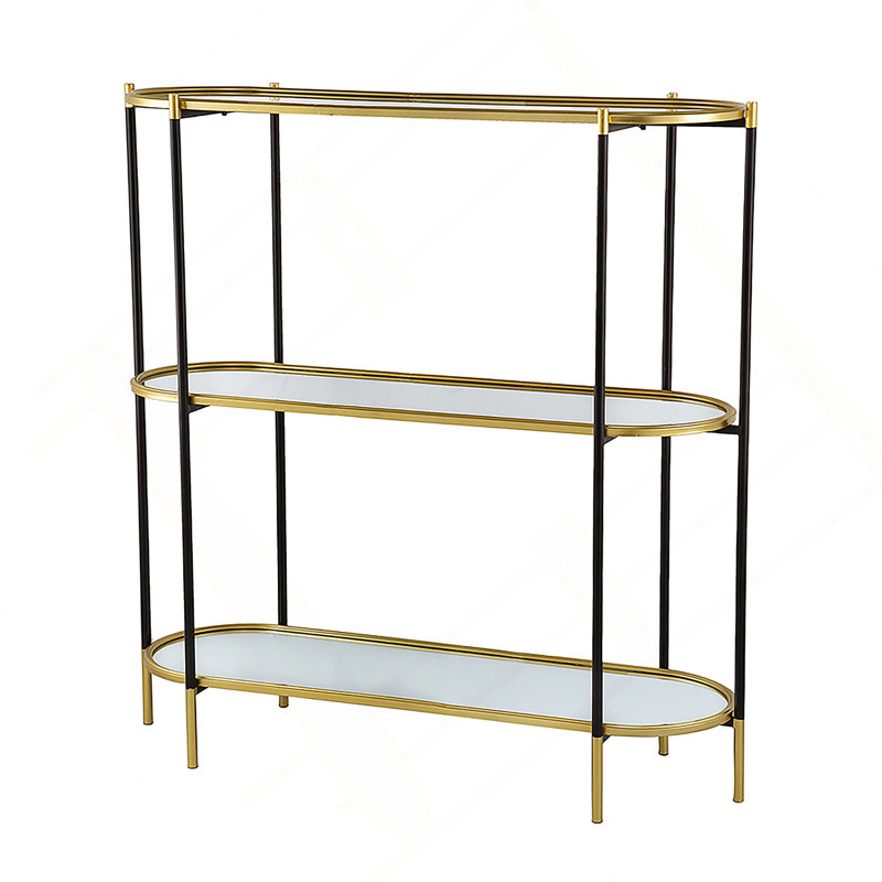 Metal Console Table, Mirrored Shelf