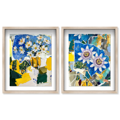 Blue Sunshine Set Shadowbox Floral & Botanical Print by Oliver Gal, Black Frame, 16 x 20