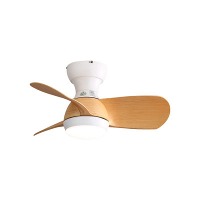23 Inch Mini LED Ceiling Fan with Remote Control - Quiet DC Motor, 3 ABS Blades, 3-Color LED Light - Ideal for Bedroom, Small Rooms