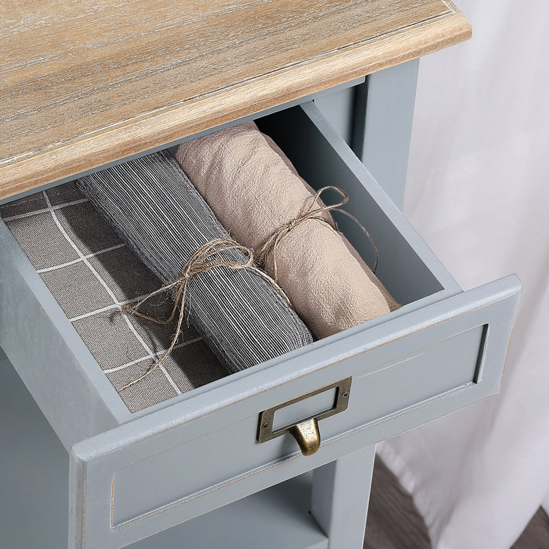  Spooner 15.9'' W Solid Wood Nightstand & End Table, Gray/Natural