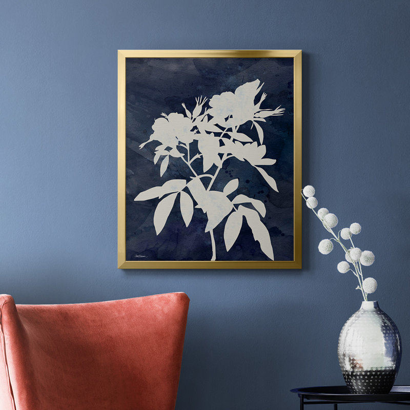 Toile encadrée de qualité supérieure Indigo Botanical I, Or, H 20 po x l 16 po